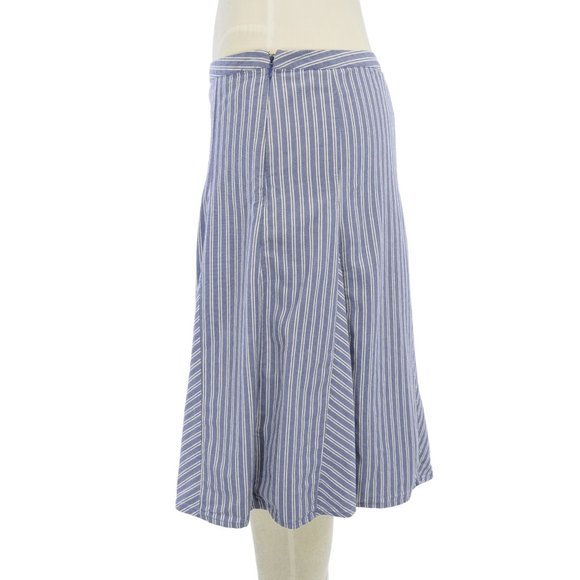 Merona Blue & White Striped A-Line Lined Skirt (8) - Picture 2 of 3